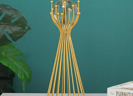 2-Piece Metal Crystal Ball Stand, Decorative Table Sculpture Set - SABER Center