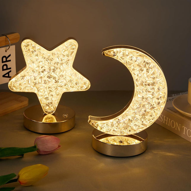 Ramadan Lantern Set, Crescent & Star, 3 Color-Changing LEDs, USB Rechargeable - SABER Center