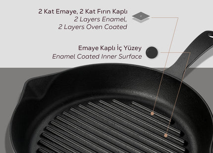 Lava Cast Iron Fry Pan, Round 31x42cm, Enamel Coated - SABER Center