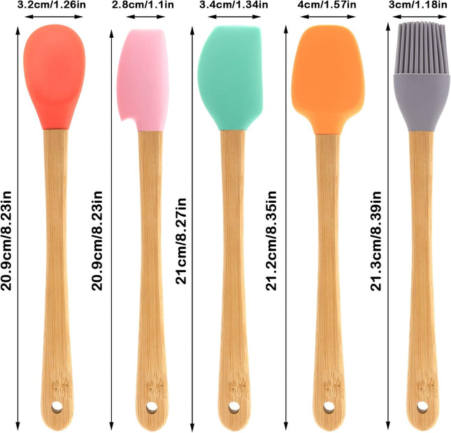 Ouligay 5-Piece Silicone Baking Utensil Set with Wooden Handles - SABER Center