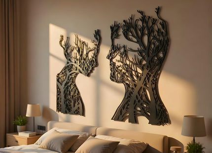 VAILLA Tree of Life Wooden Wall Art Set of 2, 3D Textured Decor - SABER Center