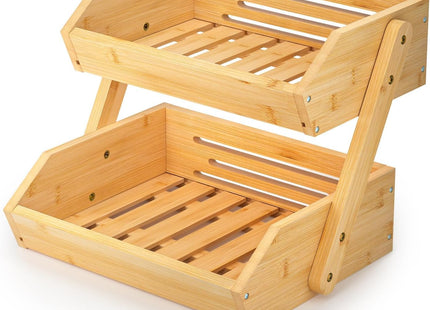2-Tier Wooden Spice & Fruit Rack, Multi-Purpose Countertop Organizer - SABER Center
