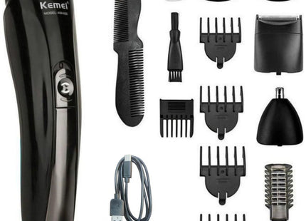 Kemei Rechargeable Hair Trimmer & Grooming Kit, Black - KM600 - SABER Center