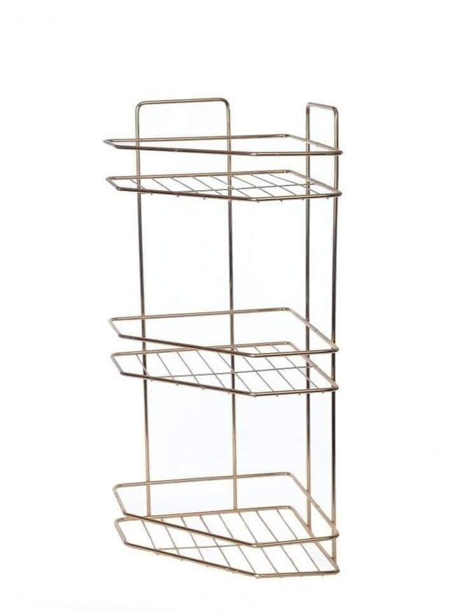 Gold Bathroom Corner Shelf, 3-Tier, Rust-Resistant - SABER Center