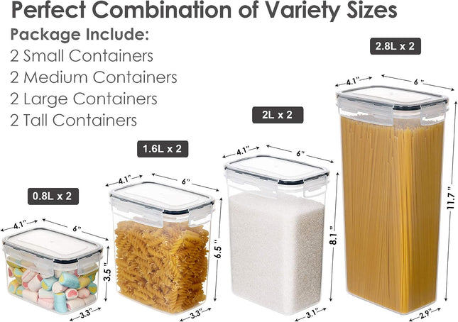 CHEFSTORY Airtight Food Storage Container Set, 8-Piece - SABER Center
