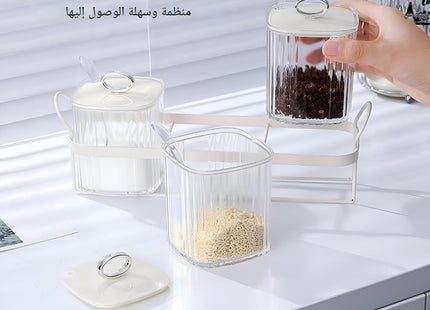 Acrylic 3-Piece Spice Box Set with Lids & Spoons - SABER Center
