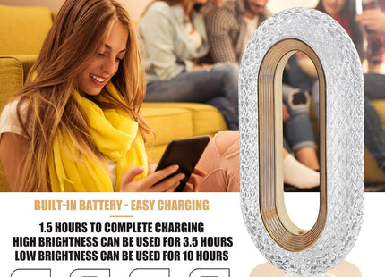 USB Crystal Table Lamp, Touch Control, 3 Brightness Levels, Gold - SABER Center