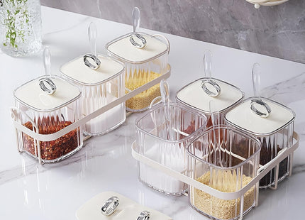Acrylic 3-Piece Spice Box Set with Lids & Spoons - SABER Center