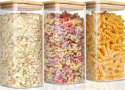 VIEWELLD Square Glass Storage Jars with Airtight Lids, 1.2Qt, Set of 4 - SABER Center