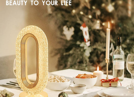 USB Crystal Table Lamp, Touch Control, 3 Brightness Levels, Gold - SABER Center