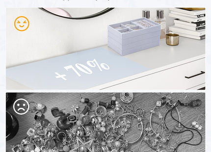 LISRUGEN Velvet Jewelry Drawer Organizer Trays, Stackable, Gray - SABER Center
