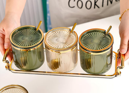 Acrylic 3-Piece Spice Box Set with Lids & Spoons - SABER Center