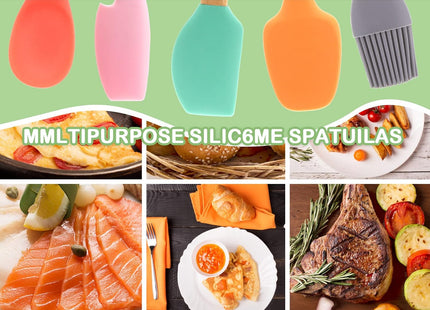 Ouligay 5-Piece Silicone Baking Utensil Set with Wooden Handles - SABER Center
