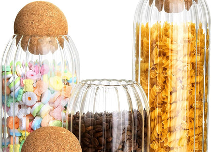 Crystal Glass Jar Set of 3 with Bamboo Wood Lids - SABER Center