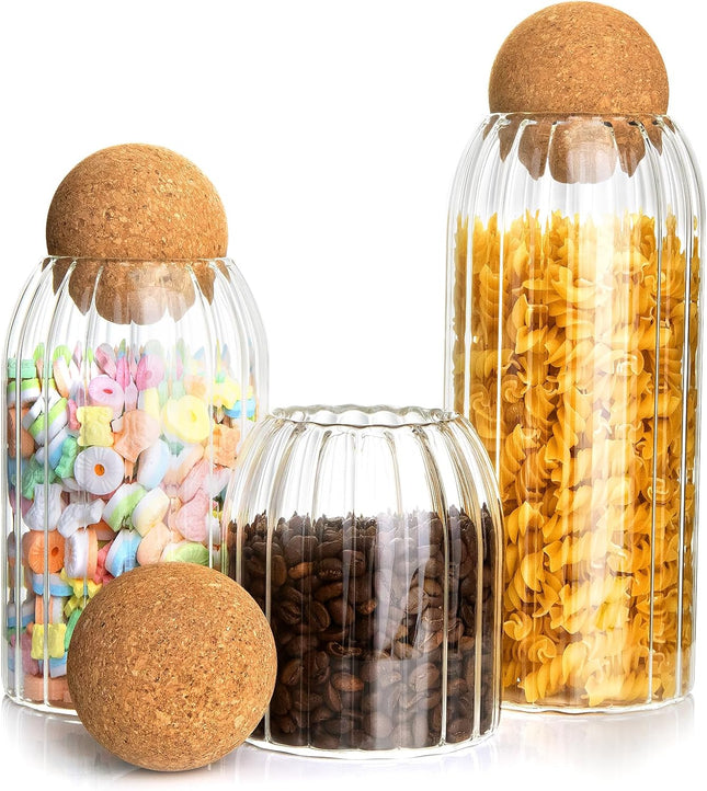 Crystal Glass Jar Set of 3 with Bamboo Wood Lids - SABER Center
