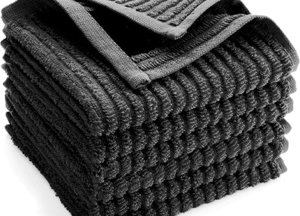 Signoola Cotton Towel Set of 4, Black Stripe, 30x30cm - SABER Center