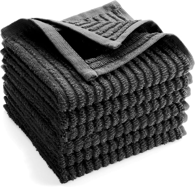 Signoola Cotton Towel Set of 4, Black Stripe, 30x30cm - SABER Center