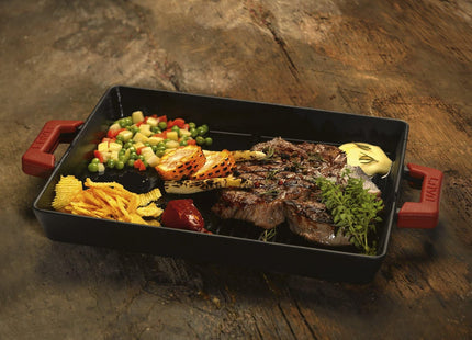Lava Cast Iron Grill Pan, Rectangle 26x32cm, Enamel Coated - SABER Center