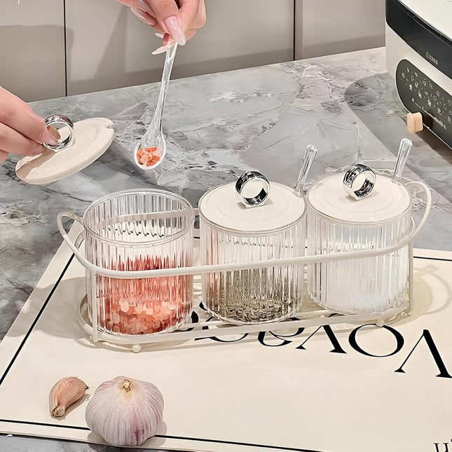 Acrylic 3-Piece Spice Box Set with Lids & Spoons - SABER Center