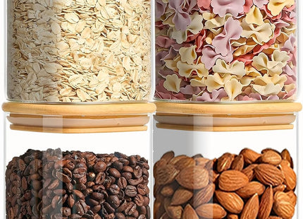 VIEWELLD Square Glass Storage Jars with Airtight Lids, 1.2Qt, Set of 4 - SABER Center