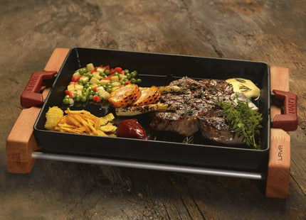 Lava Cast Iron Grill Pan, Rectangle 26x32cm, Enamel Coated - SABER Center