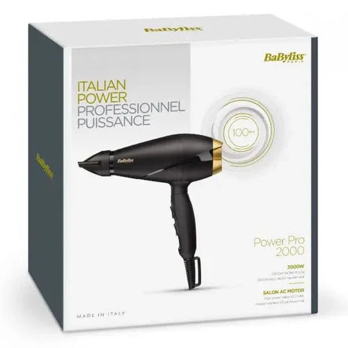 Babyliss Power Pro 2000 Hair Dryer 2000 Watt, Black Gold - 6704E - SABER Center