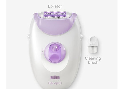 Braun Silk-Epil 3 Epilator Dry White Purple - SE 3000 - SABER Center