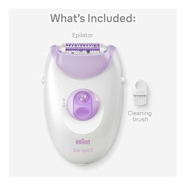 Braun Silk-Epil 3 Epilator Dry White Purple - SE 3000 - SABER Center