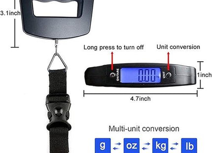 Stainless Steel Digital Luggage Scale, 50kg, Black - SABER Center