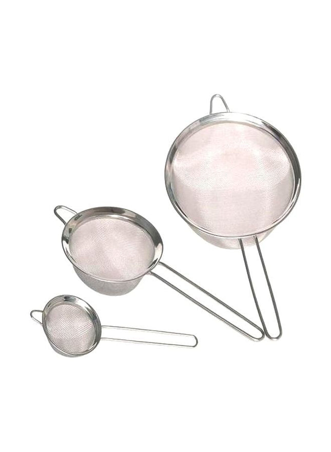Stainless Steel Food Strainer Set of 3, Silver - SABER Center
