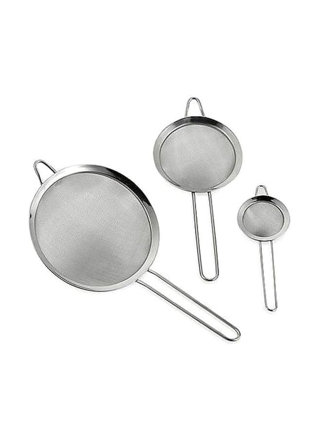 Stainless Steel Food Strainer Set of 3, Silver - SABER Center