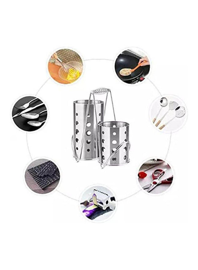 Stainless Steel Slotted Spoon Strainer, Silver - SABER Center