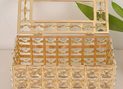 Crystal Tissue Box Holder with Gold Frame, Decorative - SABER Center