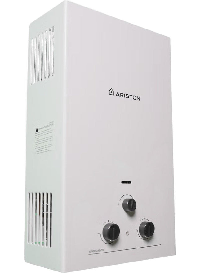 Ariston Speed EVO NG ADPT Gas Water Heater with Adapter, 10 Liter White - SABER Center