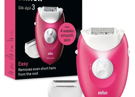 Braun Silk-Epil 3 Epilator Wet & Dry Pink - Se 3032 - SABER Center