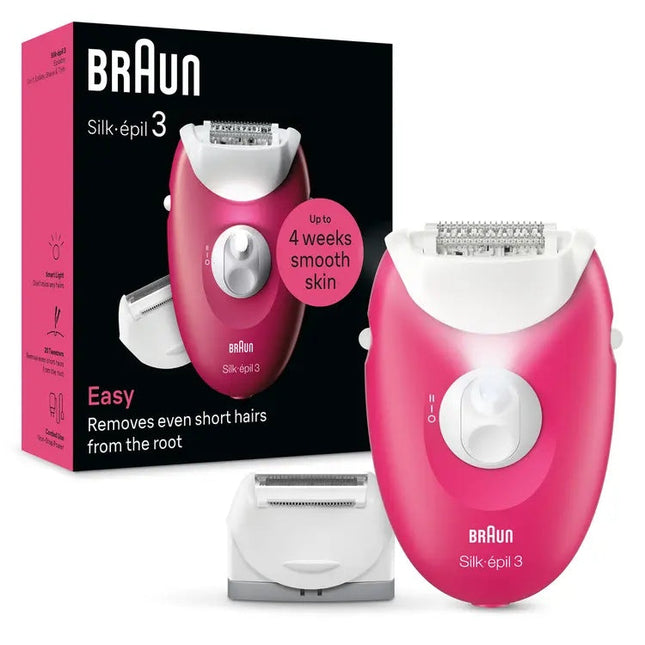 Braun Silk-Epil 3 Epilator Wet & Dry Pink - Se 3032 - SABER Center