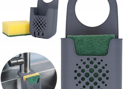 Silicone Sink Basket with Hanging Loop, Sponge & Soap Holder, Gray - SABER Center