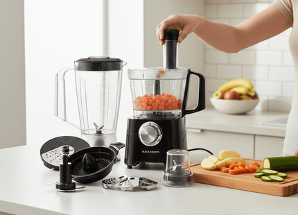 Black And White Food Processor, 1000 Watt Black - FP-10000 - SABER Center