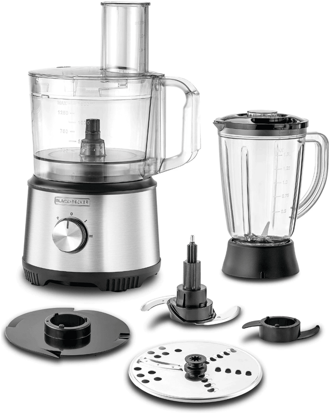 Black + Decker Food Processor, 800 Watt Black Silver - FX825 - SABER Center