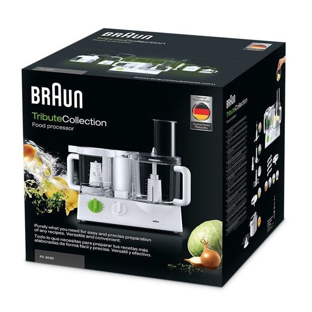Braun TributeCollection Food Processor, 600 Watt White Green - FX3030 - SABER Center