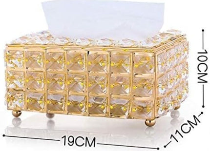 Crystal Tissue Box Holder with Gold Frame, Decorative - SABER Center