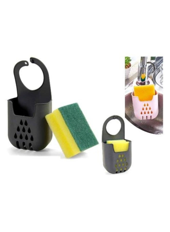 Silicone Sink Basket with Hanging Loop, Sponge & Soap Holder, Gray - SABER Center
