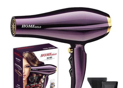 Home Gold Hair Dryer with Attachments 4000 Watt, Purple - HG-803 - SABER Center