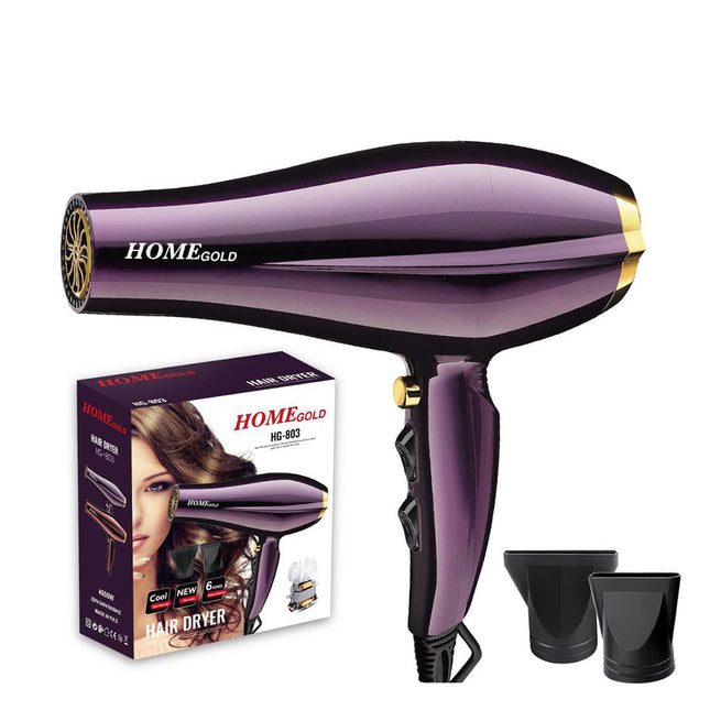 Home Gold Hair Dryer with Attachments 4000 Watt, Purple - HG-803 - SABER Center