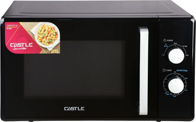 Castle Microwave with Grill, 25 Liter 900 Watt, Black - MW8025 - SABER Center