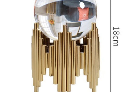 Crystal Glass Ball with Gold Metal Stand, Decorative Sphere - SABER Center