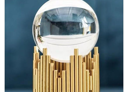 Crystal Glass Ball with Gold Metal Stand, Decorative Sphere - SABER Center