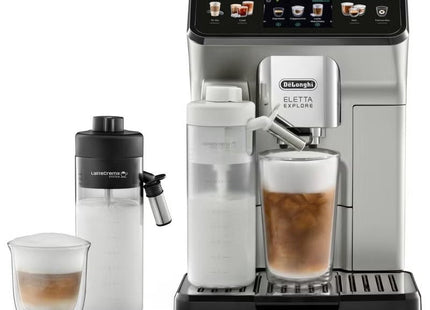 Delonghi Eletta Explore Espresso Machine, 1.8 Liter 2 Cups, Silver - ECAM450.55.S - SABER Center