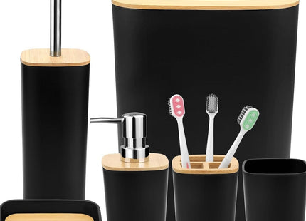 Homita 6-Piece Bamboo Bathroom Accessory Set with Dispenser & Toilet Brush - SABER Center