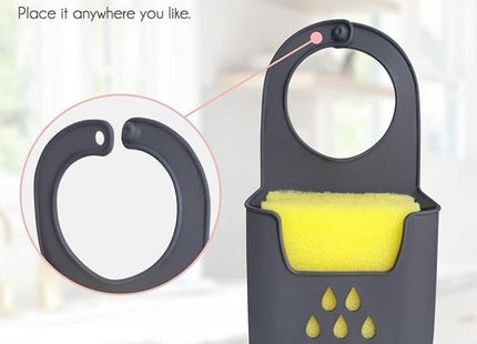 Silicone Sink Basket with Hanging Loop, Sponge & Soap Holder, Gray - SABER Center